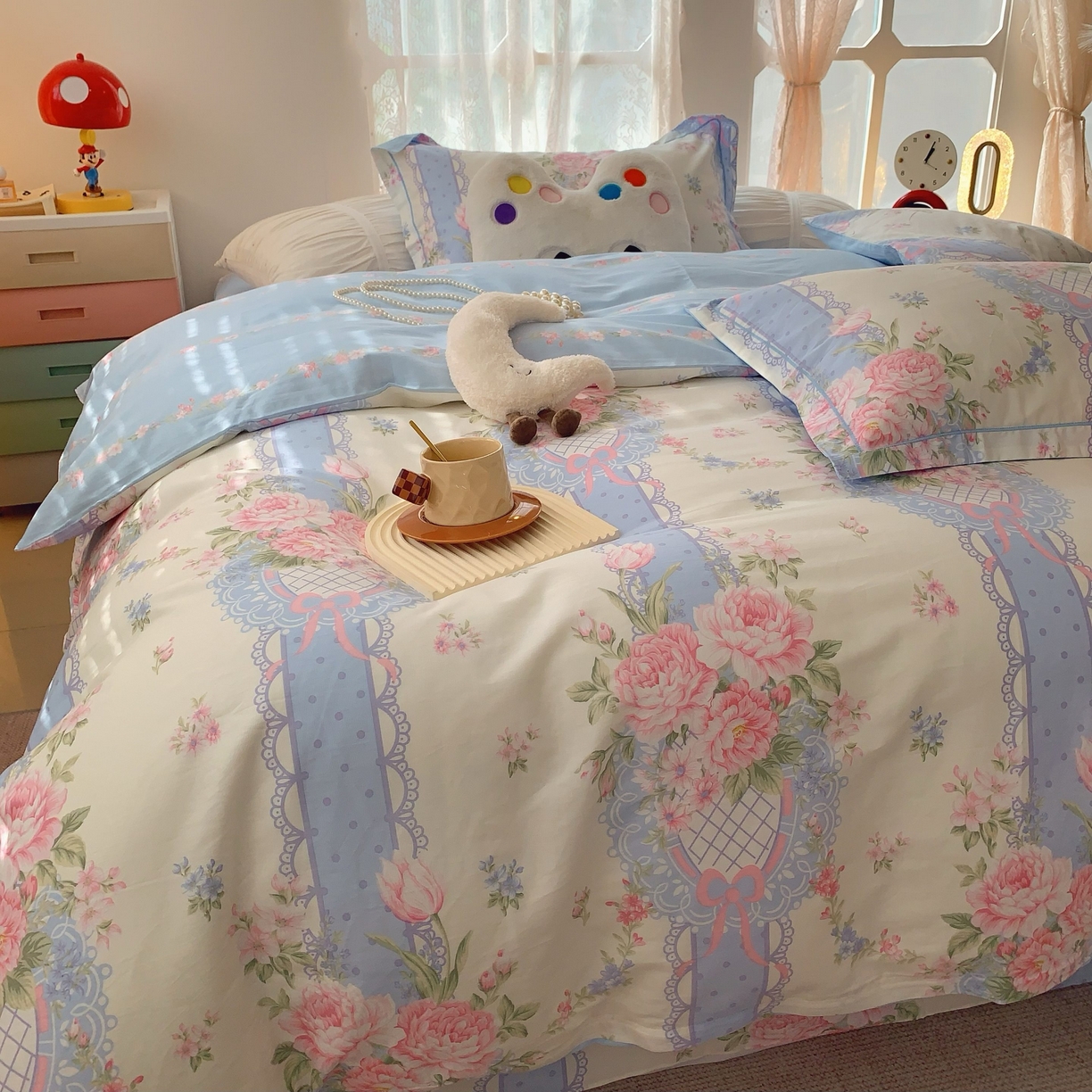 91家纺网 家纺一手货源 找家纺 莱豫家纺 2025新款小清新全棉纯棉四件套 仙本娜