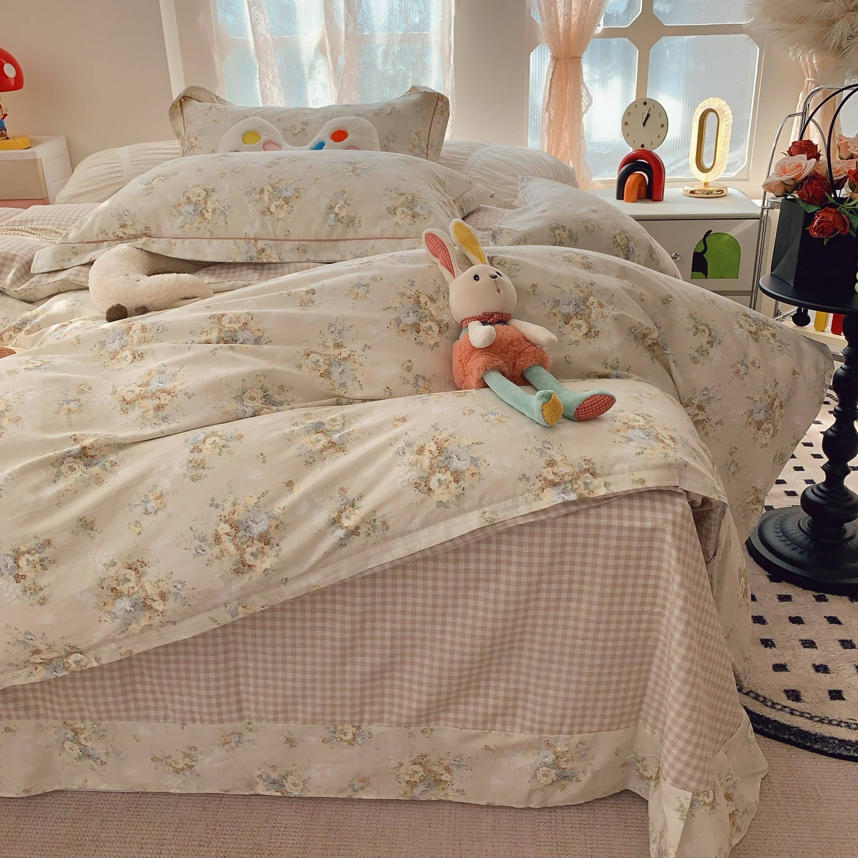 91家纺网 家纺一手货源 找家纺 莱豫家纺 2025新款小清新全棉纯棉四件套 锦绣咖