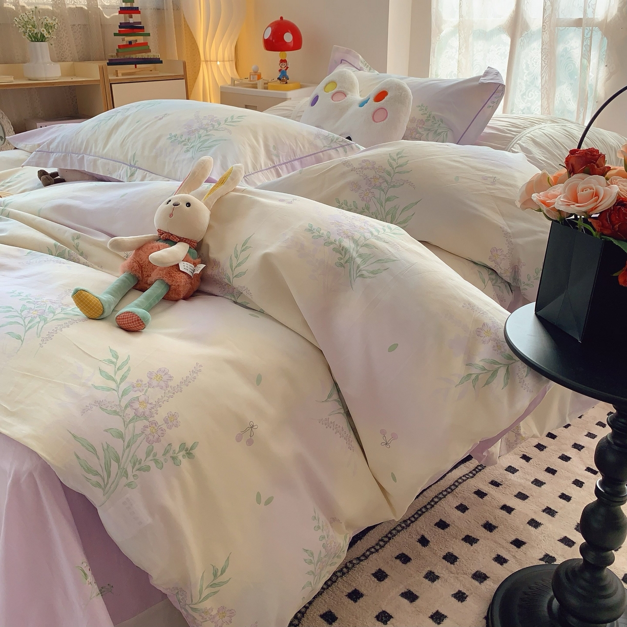 91家纺网 家纺一手货源 找家纺 莱豫家纺 2025新款小清新全棉纯棉四件套 芳华