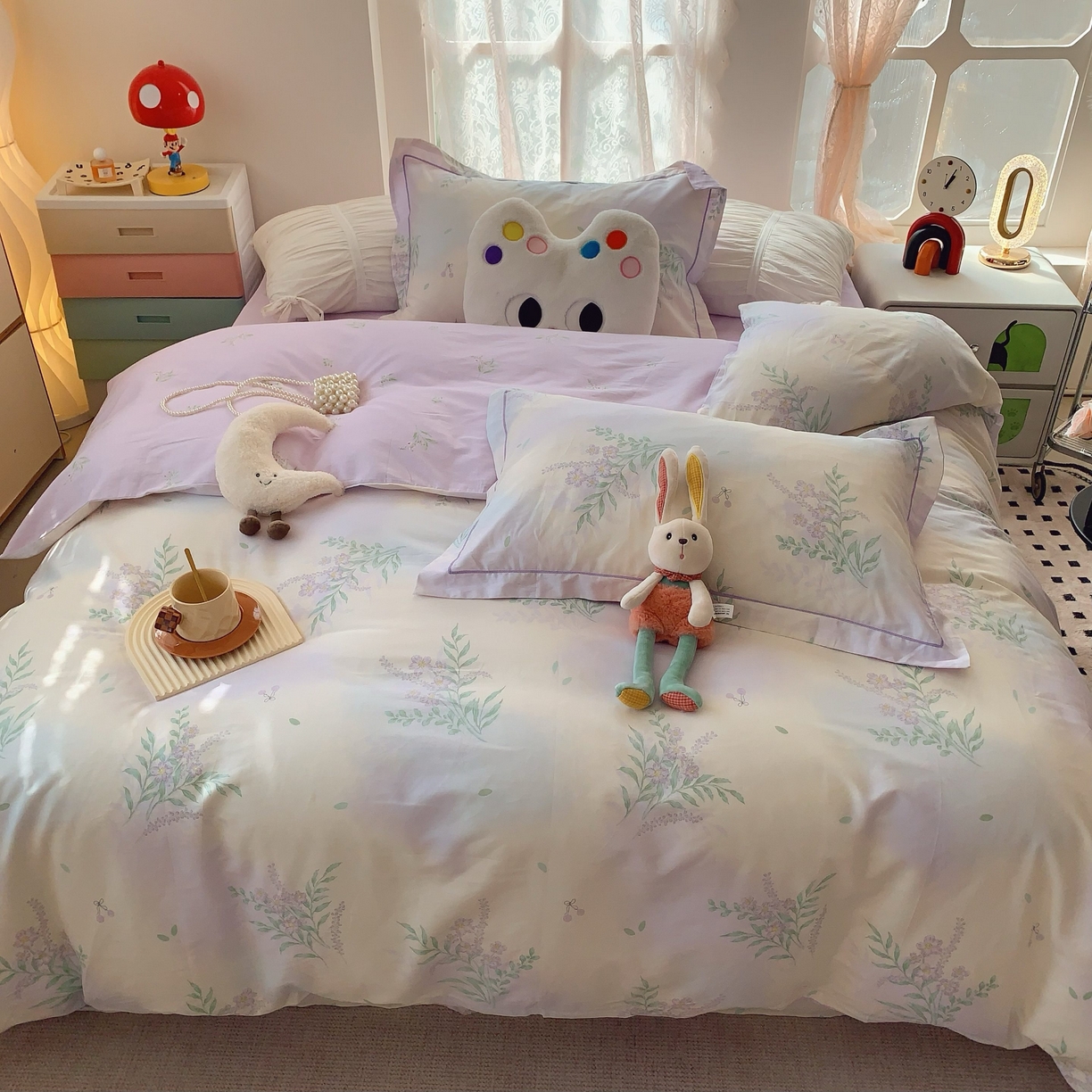 91家纺网 家纺一手货源 找家纺 莱豫家纺 2025新款小清新全棉纯棉四件套 芳华