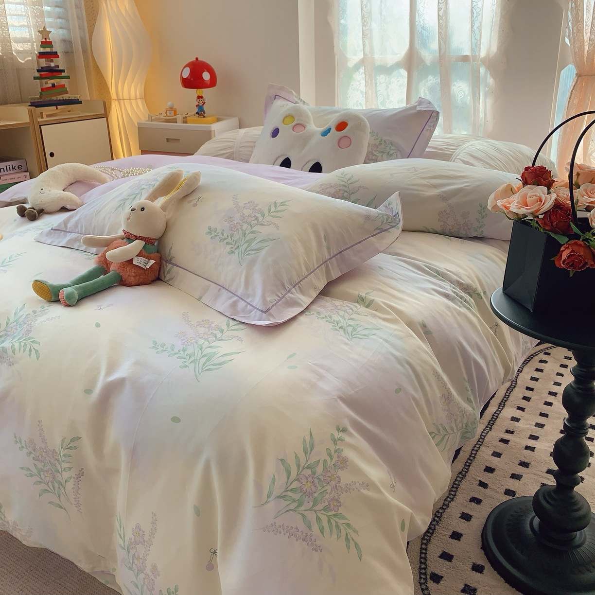 91家纺网 家纺一手货源 找家纺 莱豫家纺 2025新款小清新全棉纯棉四件套 芳华