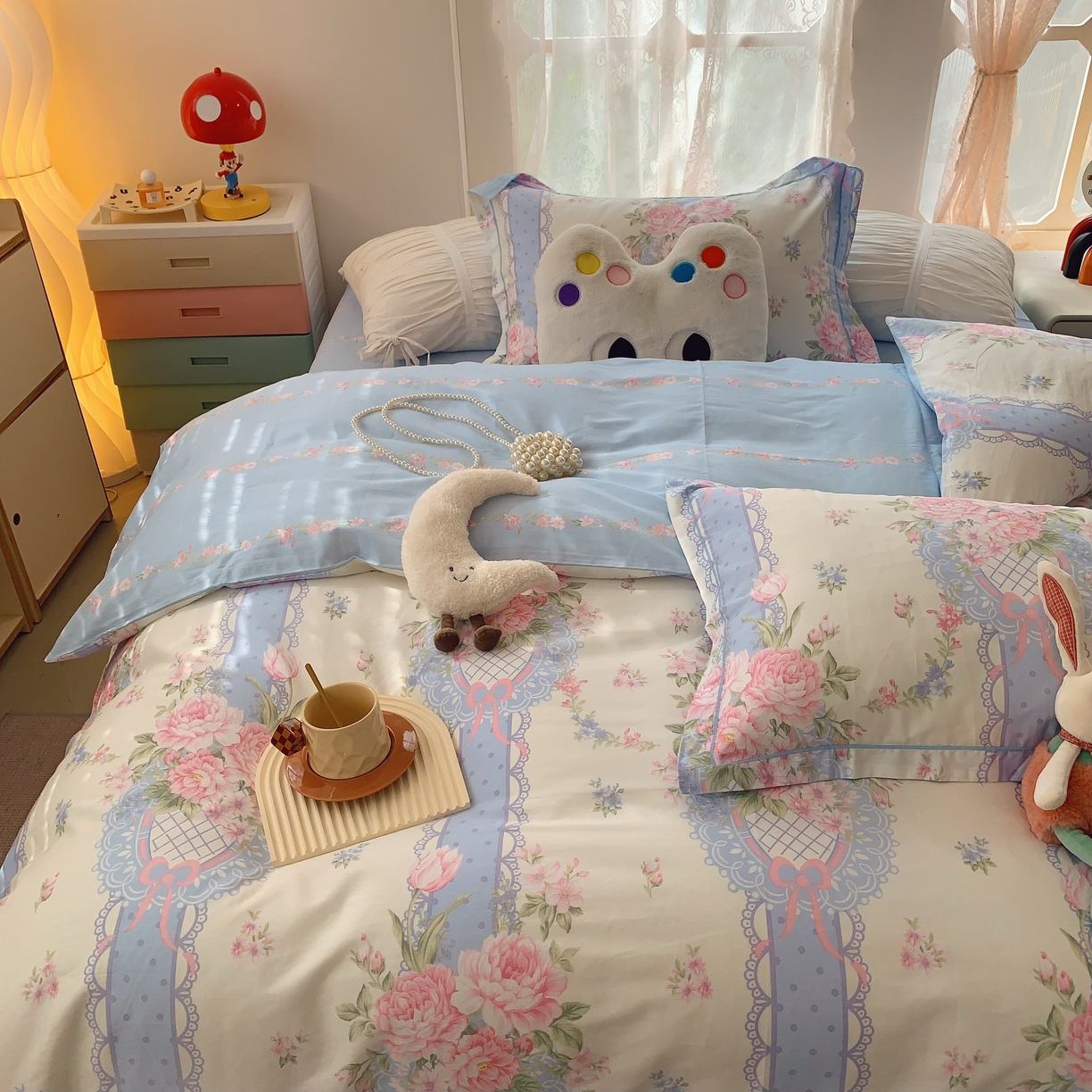 91家纺网 家纺一手货源 找家纺 莱豫家纺 2025新款小清新全棉纯棉四件套 仙本娜