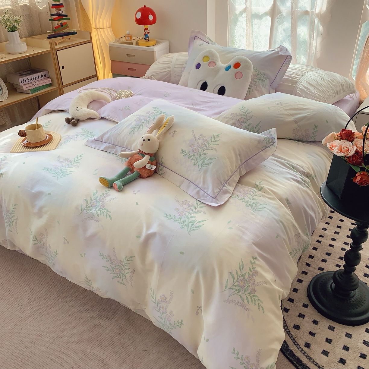 91家纺网 家纺一手货源 找家纺 莱豫家纺 2025新款小清新全棉纯棉四件套 芳华