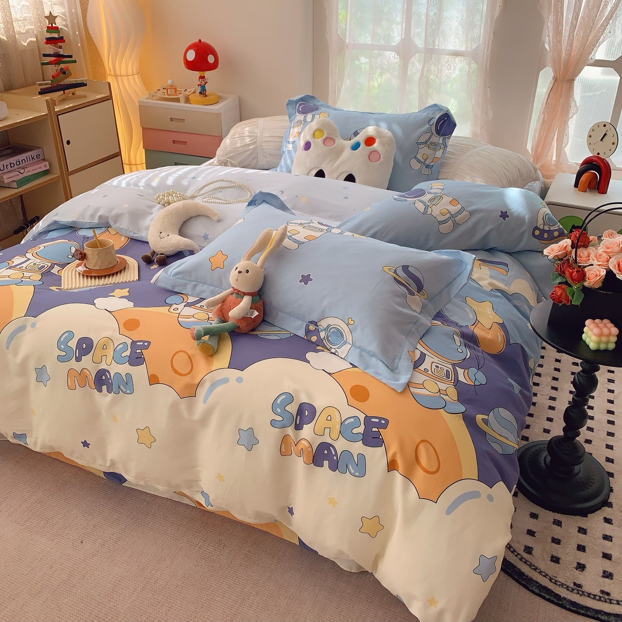 91家纺网 家纺一手货源 找家纺 莱豫家纺 2025新款小清新全棉纯棉四件套 太空超人