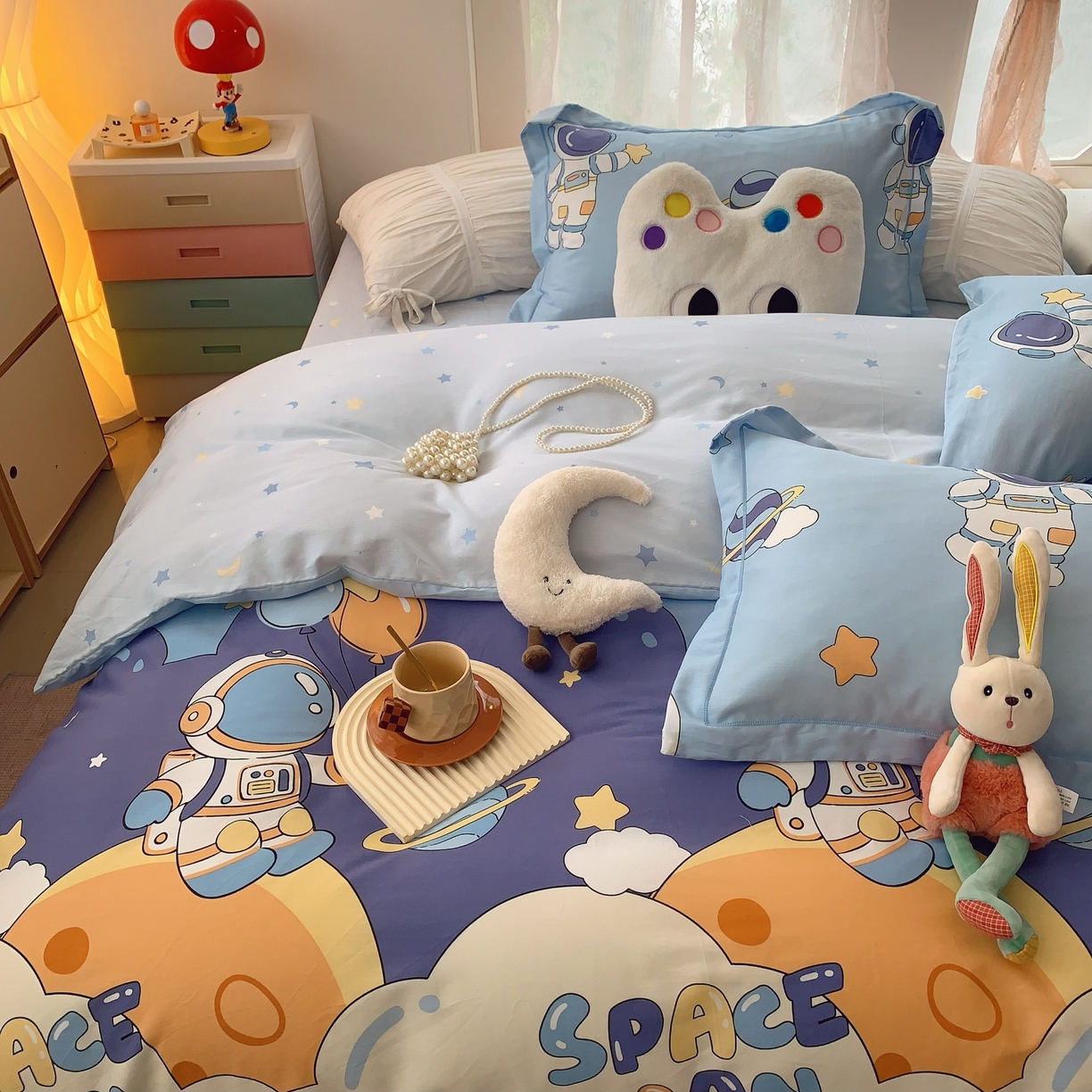 91家纺网 家纺一手货源 找家纺 莱豫家纺 2025新款小清新全棉纯棉四件套 太空超人