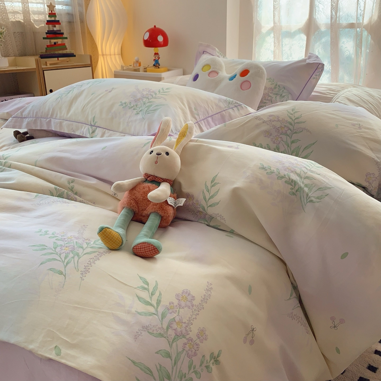 91家纺网 家纺一手货源 找家纺 莱豫家纺 2025新款小清新全棉纯棉四件套 芳华