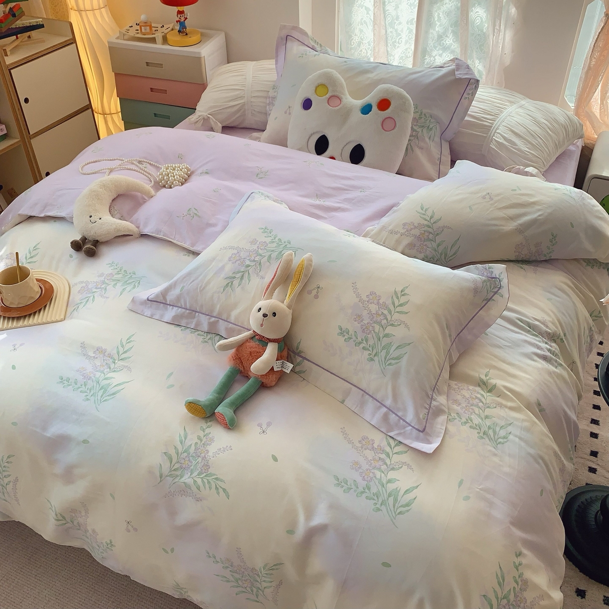 91家纺网 家纺一手货源 找家纺 莱豫家纺 2025新款小清新全棉纯棉四件套 芳华