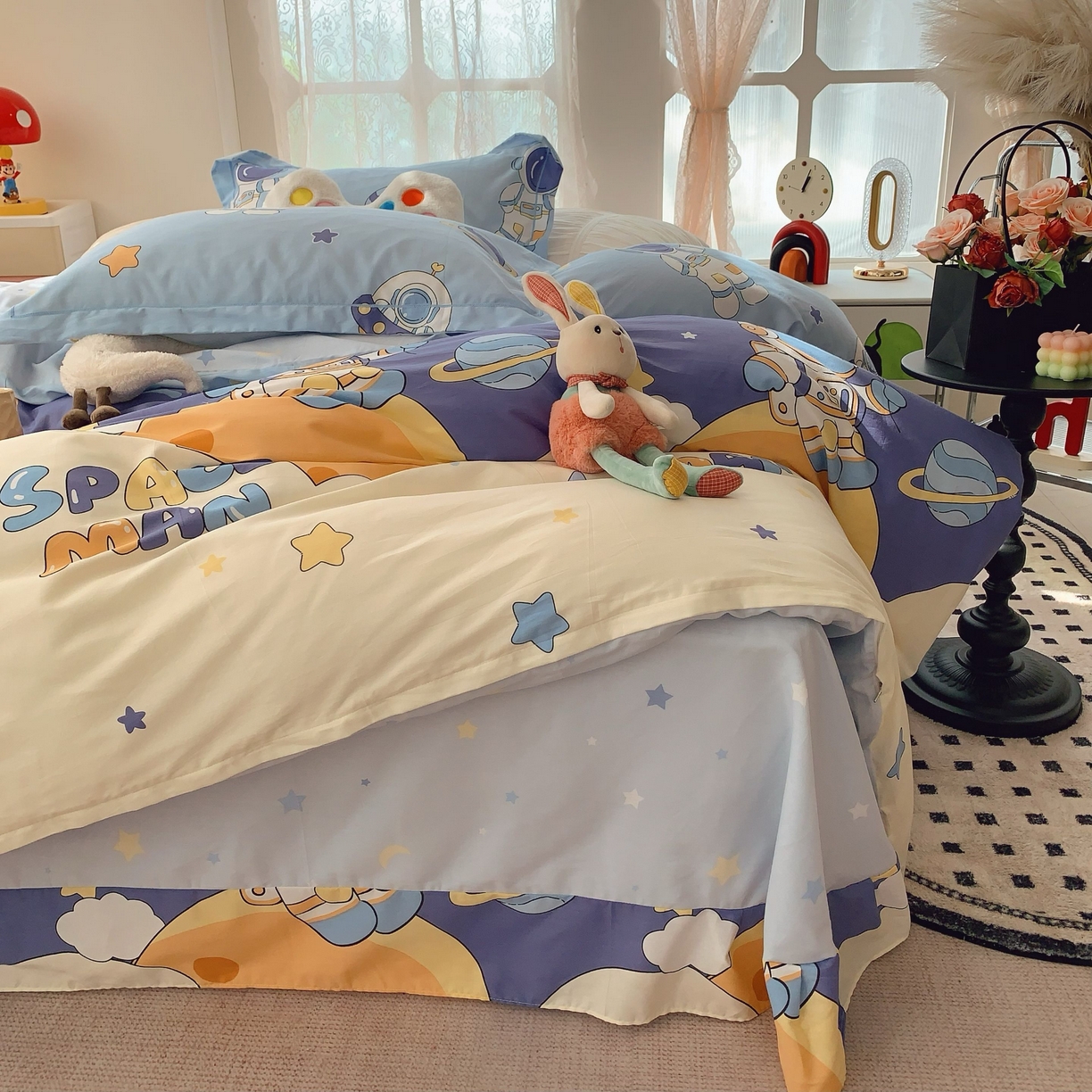 91家纺网 家纺一手货源 找家纺 莱豫家纺 2025新款小清新全棉纯棉四件套 太空超人