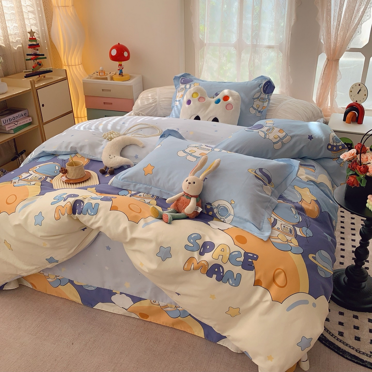 91家纺网 家纺一手货源 找家纺 莱豫家纺 2025新款小清新全棉纯棉四件套 太空超人