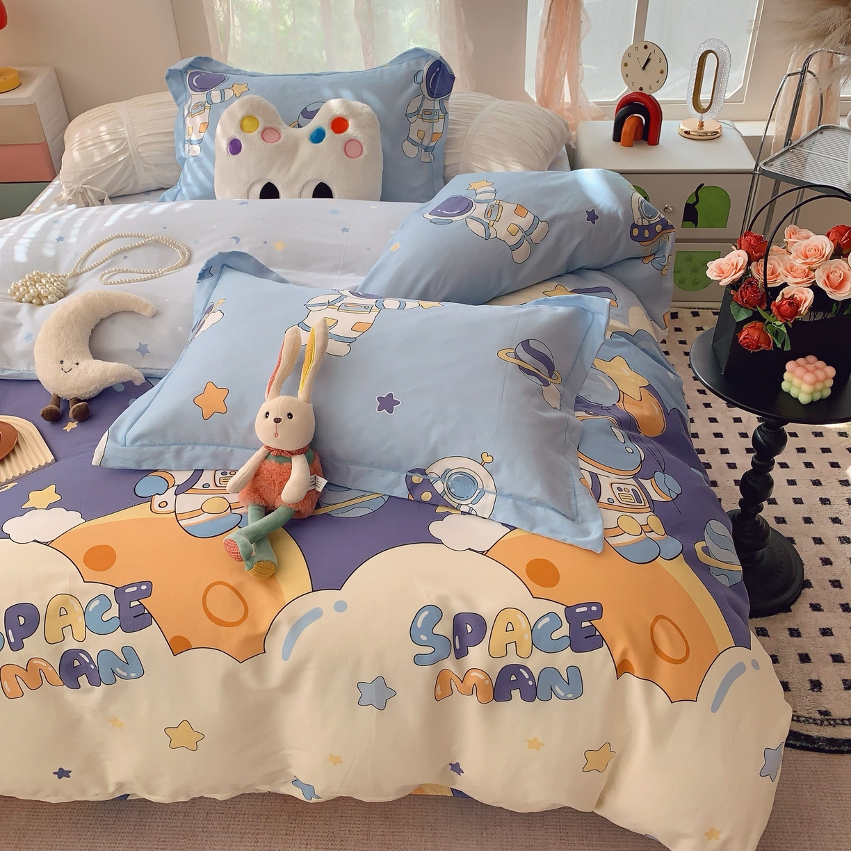 91家纺网 家纺一手货源 找家纺 莱豫家纺 2025新款小清新全棉纯棉四件套 太空超人