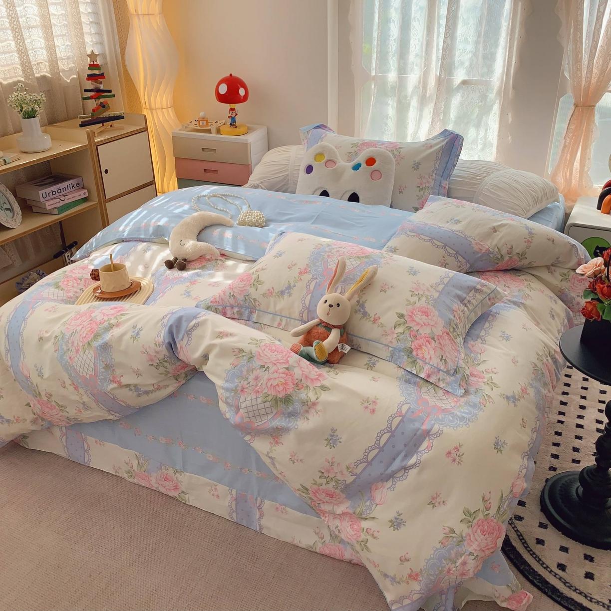 91家纺网 家纺一手货源 找家纺 莱豫家纺 2025新款小清新全棉纯棉四件套 仙本娜