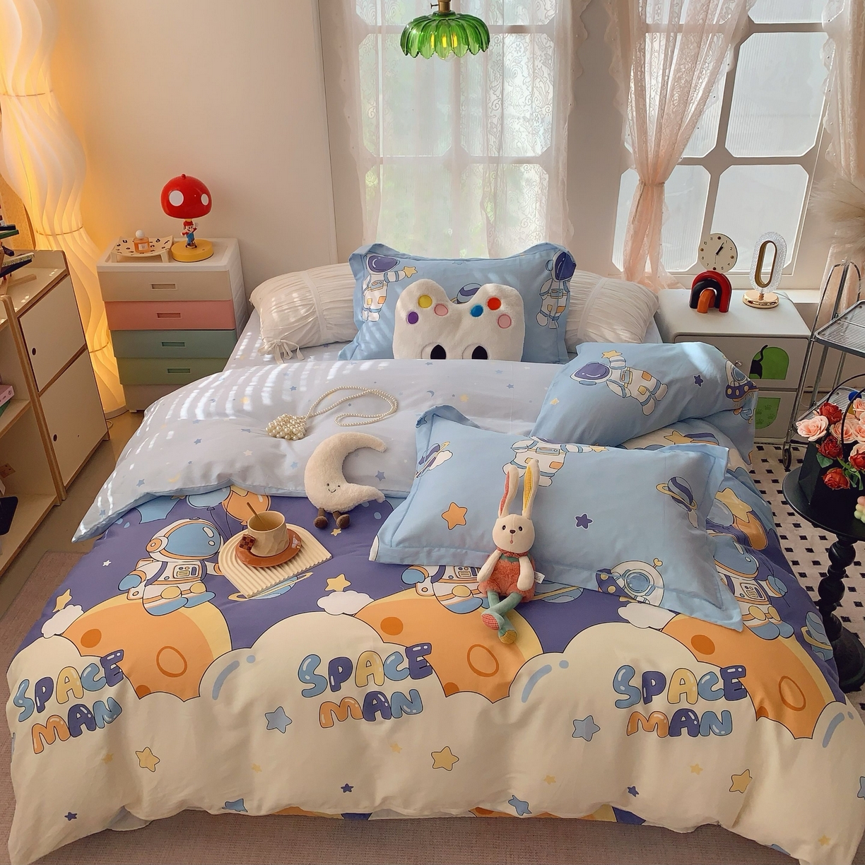 91家纺网 家纺一手货源 找家纺 莱豫家纺 2025新款小清新全棉纯棉四件套 太空超人