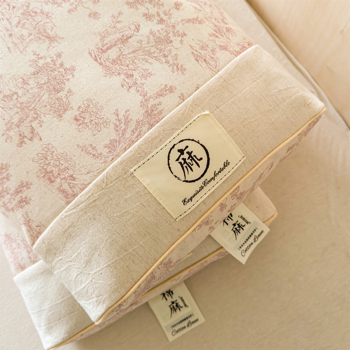 91家纺网 家纺一手货源 找家纺 麦肯锡 2025新款棉麻古朴荞麦助眠枕  枕头枕芯 田园粉/对