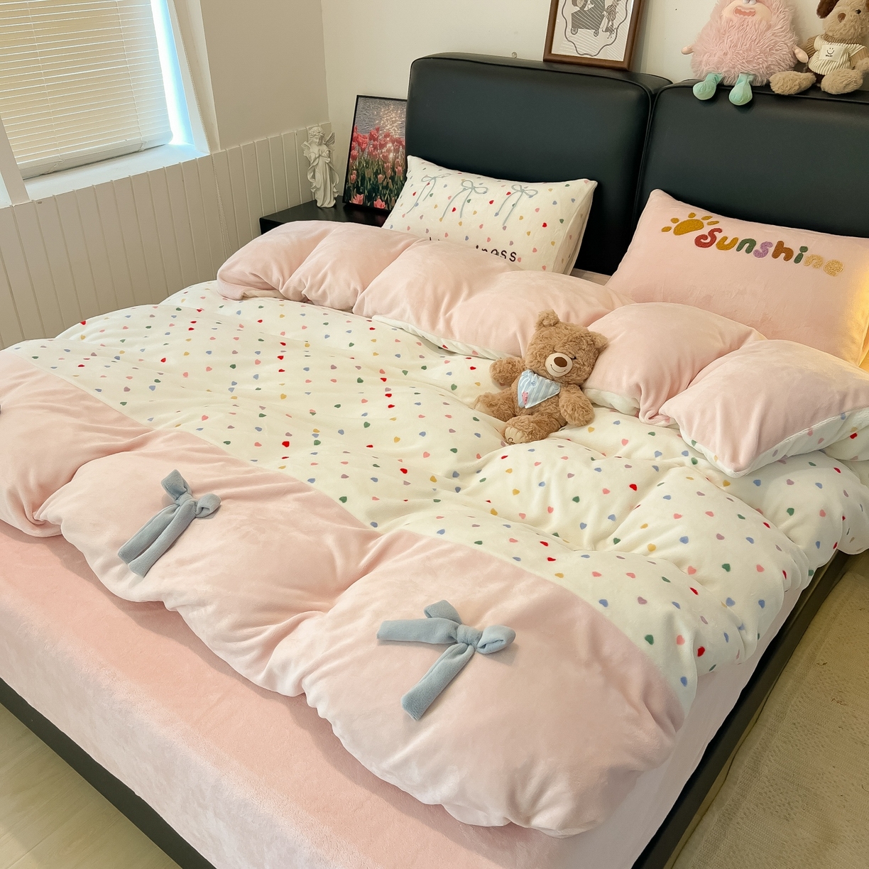 91家纺网 家纺一手货源 找家纺 （总）子钦家纺 2025新款田园复古风加厚牛奶绒蝴蝶结款毛巾绣四件套