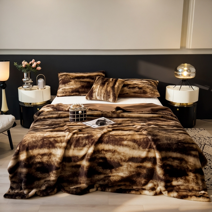 91家纺网 家纺一手货源 找家纺 （总）九花鹿 2025新款丹麦皮草绒水貂绒盖毯毛毯毯子