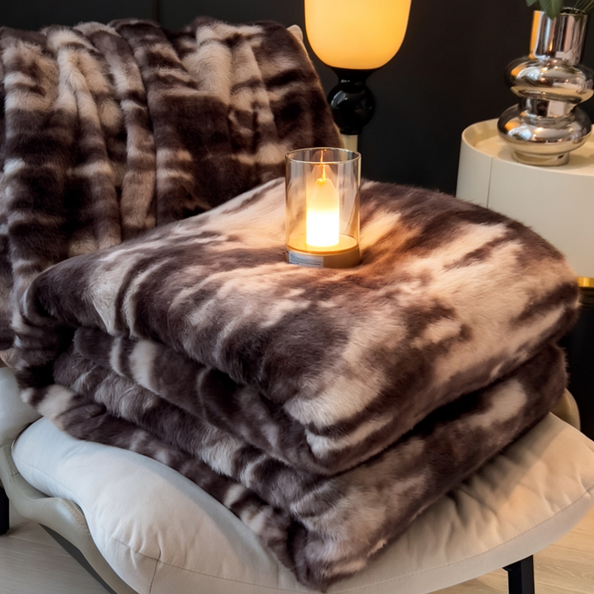 91家纺网 家纺一手货源 找家纺 （总）九花鹿 2025新款丹麦皮草绒水貂绒盖毯毛毯毯子
