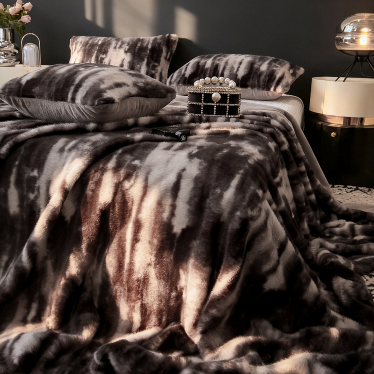 91家纺网 家纺一手货源 找家纺 九花鹿 2025新款丹麦皮草绒水貂绒盖毯毛毯毯子 艾莉