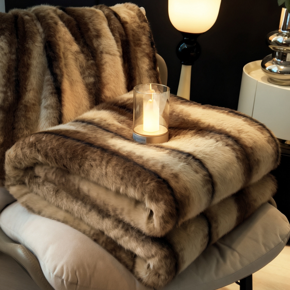 91家纺网 家纺一手货源 找家纺 九花鹿 2025新款丹麦皮草绒水貂绒盖毯毛毯毯子 佩兹利