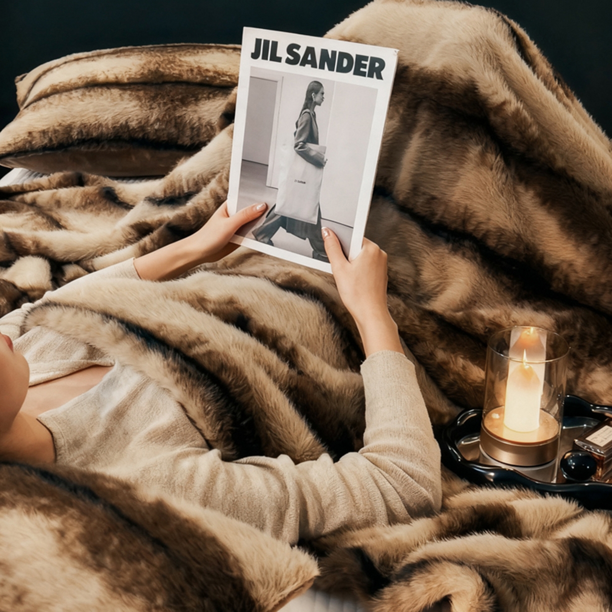 91家纺网 家纺一手货源 找家纺 九花鹿 2025新款丹麦皮草绒水貂绒盖毯毛毯毯子 佩兹利