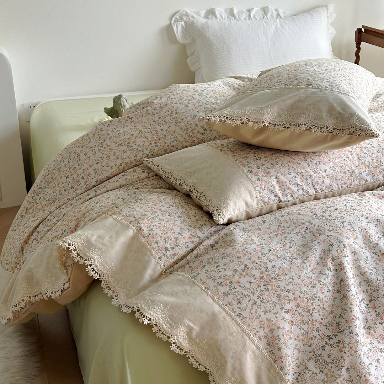 91家纺网 家纺一手货源 找家纺 （总）怡家居 2025新款全棉纯棉磨毛数码印花韩系花边四件套