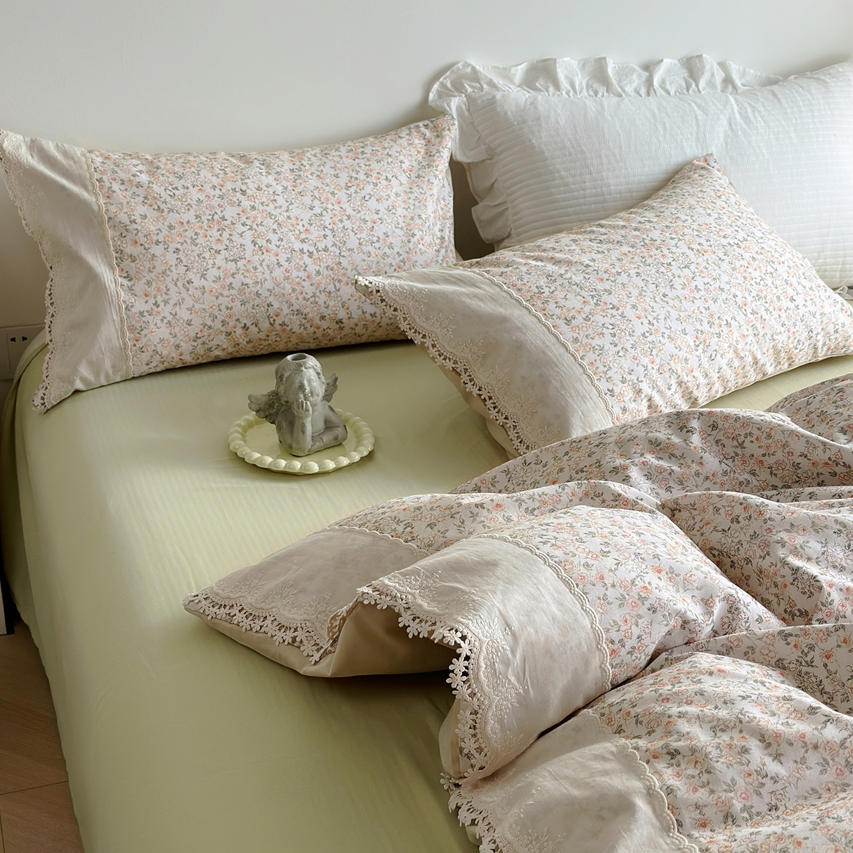 91家纺网 家纺一手货源 找家纺 （总）怡家居 2025新款全棉纯棉磨毛数码印花韩系花边四件套