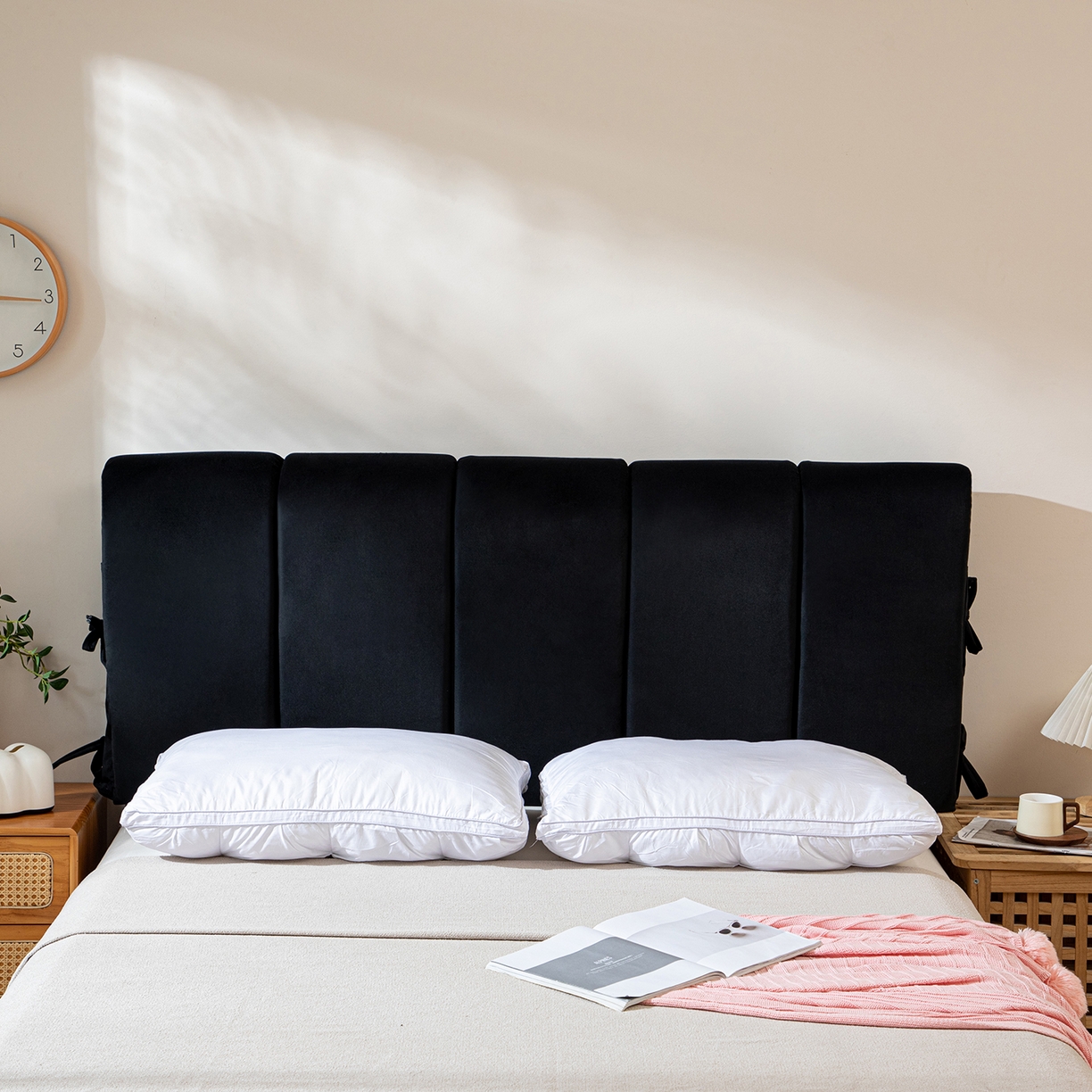 91家纺网 家纺一手货源 找家纺 沐沐家纺 2026新款丰德绒海绵款床头罩 黑色