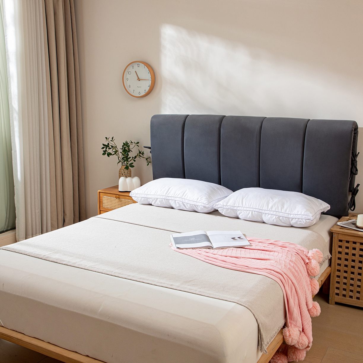 91家纺网 家纺一手货源 找家纺 沐沐家纺 2026新款丰德绒海绵款床头罩 深灰