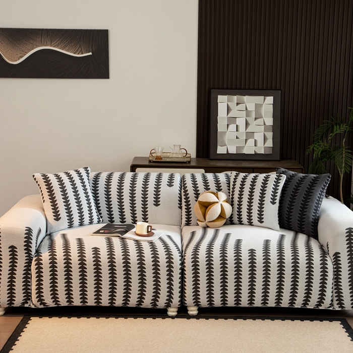 91家纺网 家纺一手货源 找家纺 沐沐家纺 2026新款阳离子四季通用沙发套茂木修竹-灰白