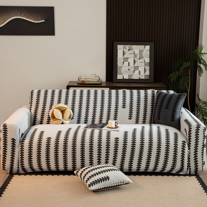 沐沐家纺 2026新款阳离子四季通用沙发套茂木修竹-灰白