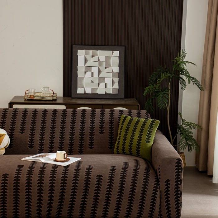 91家纺网 家纺一手货源 找家纺 沐沐家纺 2026新款阳离子四季通用沙发套茂木修竹-咖啡