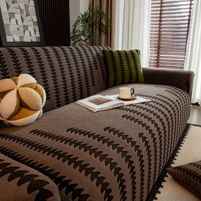 91家纺网 家纺一手货源 找家纺 沐沐家纺 2026新款阳离子四季通用沙发套茂木修竹-咖啡