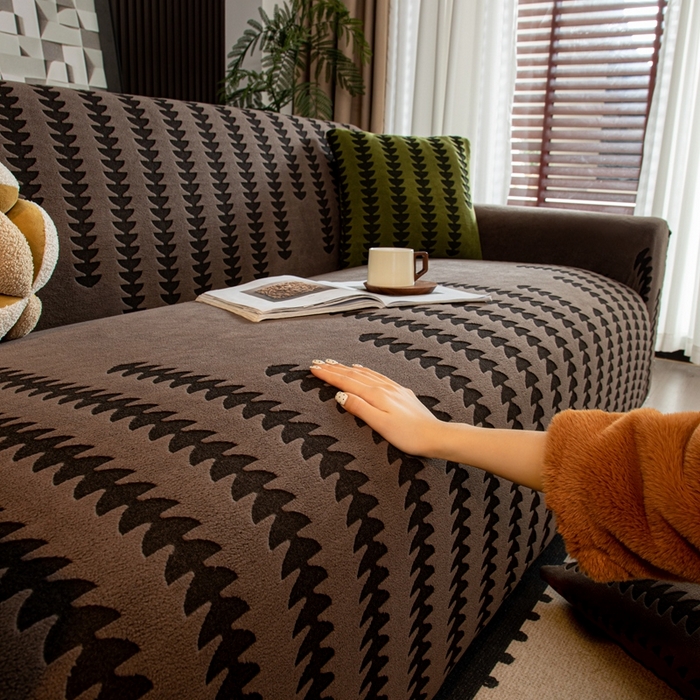 91家纺网 家纺一手货源 找家纺 沐沐家纺 2026新款阳离子四季通用沙发套茂木修竹-咖啡