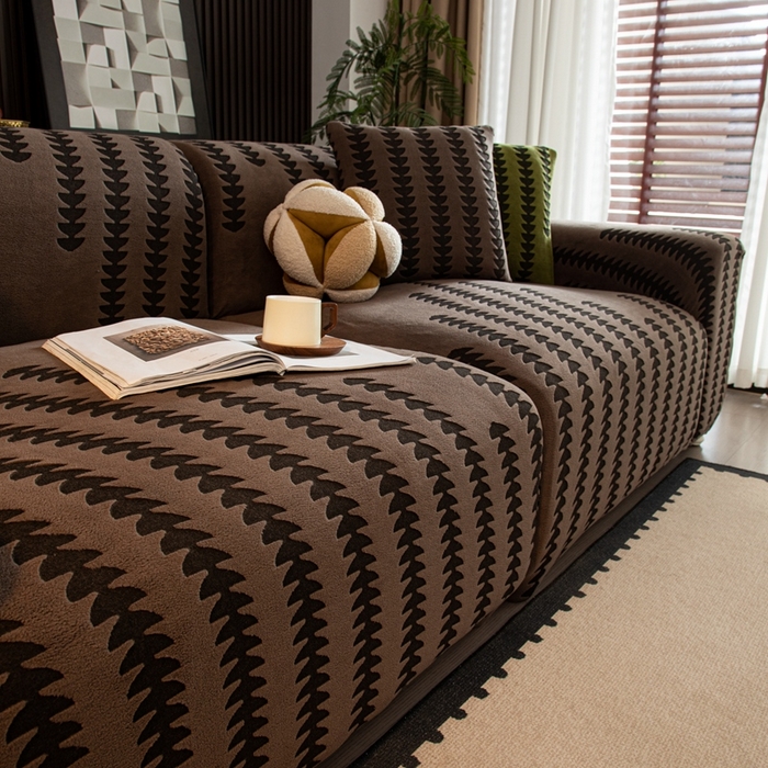 91家纺网 家纺一手货源 找家纺 沐沐家纺 2026新款阳离子四季通用沙发套茂木修竹-咖啡