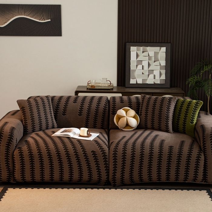 91家纺网 家纺一手货源 找家纺 沐沐家纺 2026新款阳离子四季通用沙发套茂木修竹-咖啡