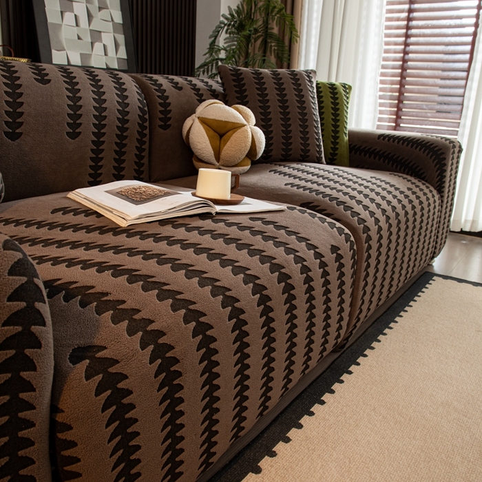 91家纺网 家纺一手货源 找家纺 沐沐家纺 2026新款阳离子四季通用沙发套茂木修竹-咖啡