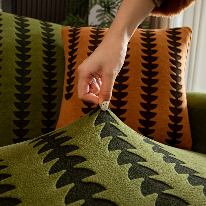 91家纺网 家纺一手货源 找家纺 沐沐家纺 2026新款阳离子四季通用沙发套茂木修竹-抹茶绿