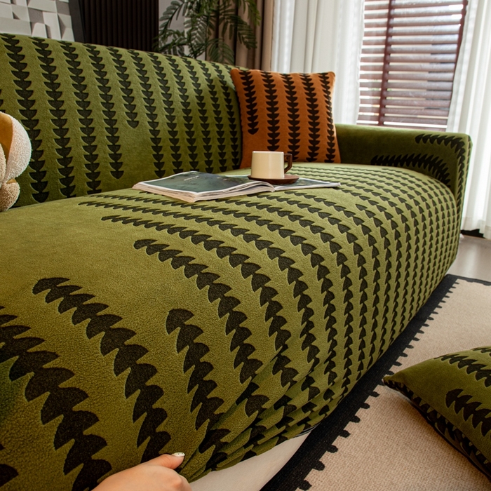 91家纺网 家纺一手货源 找家纺 沐沐家纺 2026新款阳离子四季通用沙发套茂木修竹-抹茶绿