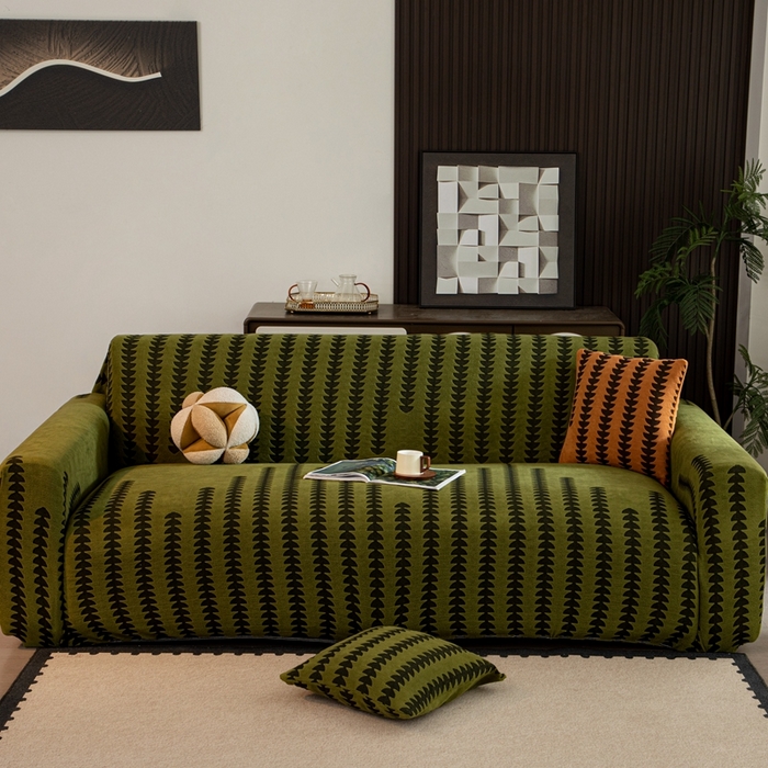 沐沐家纺 2026新款阳离子四季通用沙发套茂木修竹-抹茶绿