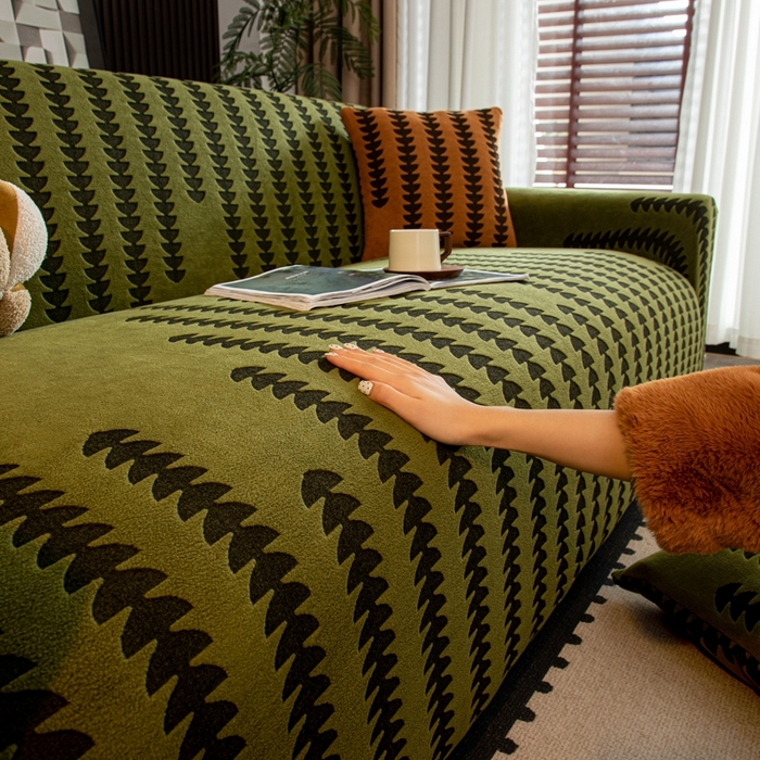 91家纺网 家纺一手货源 找家纺 沐沐家纺 2026新款阳离子四季通用沙发套茂木修竹-抹茶绿