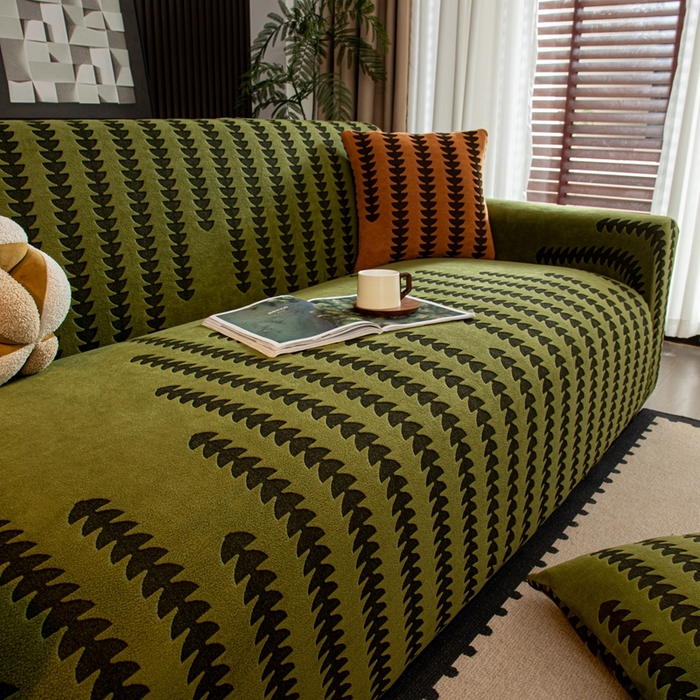 91家纺网 家纺一手货源 找家纺 沐沐家纺 2026新款阳离子四季通用沙发套茂木修竹-抹茶绿