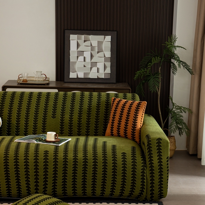 91家纺网 家纺一手货源 找家纺 沐沐家纺 2026新款阳离子四季通用沙发套茂木修竹-抹茶绿