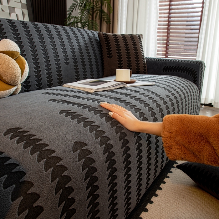 91家纺网 家纺一手货源 找家纺 沐沐家纺 2026新款阳离子四季通用沙发套茂木修竹-深灰