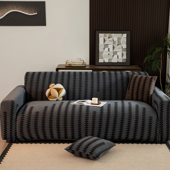 沐沐家纺 2026新款阳离子四季通用沙发套茂木修竹-深灰