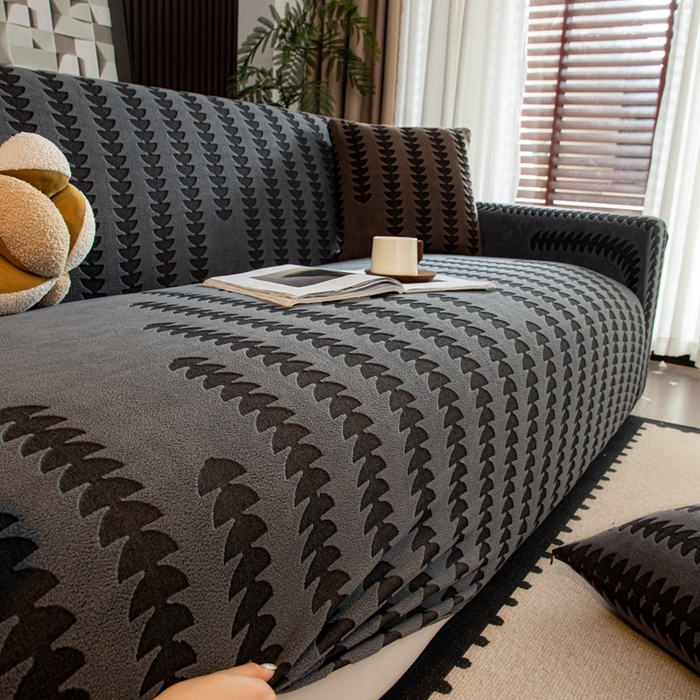 91家纺网 家纺一手货源 找家纺 沐沐家纺 2026新款阳离子四季通用沙发套茂木修竹-深灰