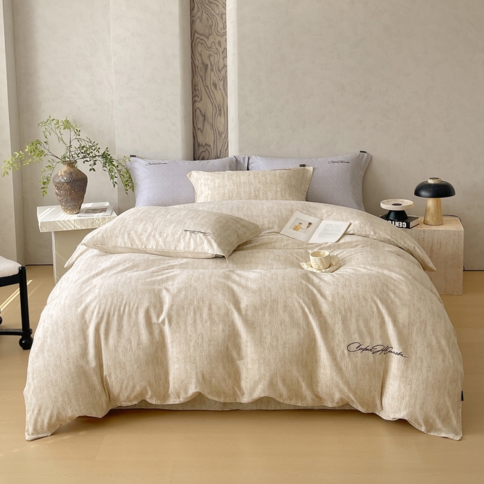 91家纺网 家纺一手货源 找家纺 （总）春皖家纺 2025新款棉天丝纯色刺绣四件套单品系列-四件套