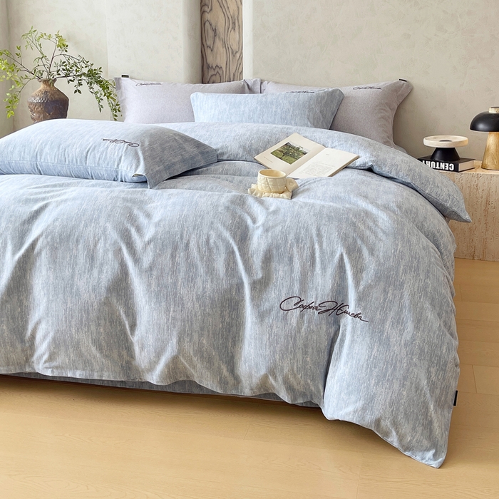 91家纺网 家纺一手货源 找家纺 （总）春皖家纺 2025新款棉天丝纯色刺绣四件套单品系列-四件套