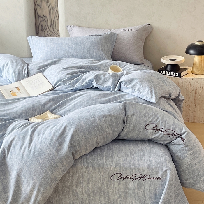 91家纺网 家纺一手货源 找家纺 （总）春皖家纺 2025新款棉天丝纯色刺绣四件套单品系列-四件套