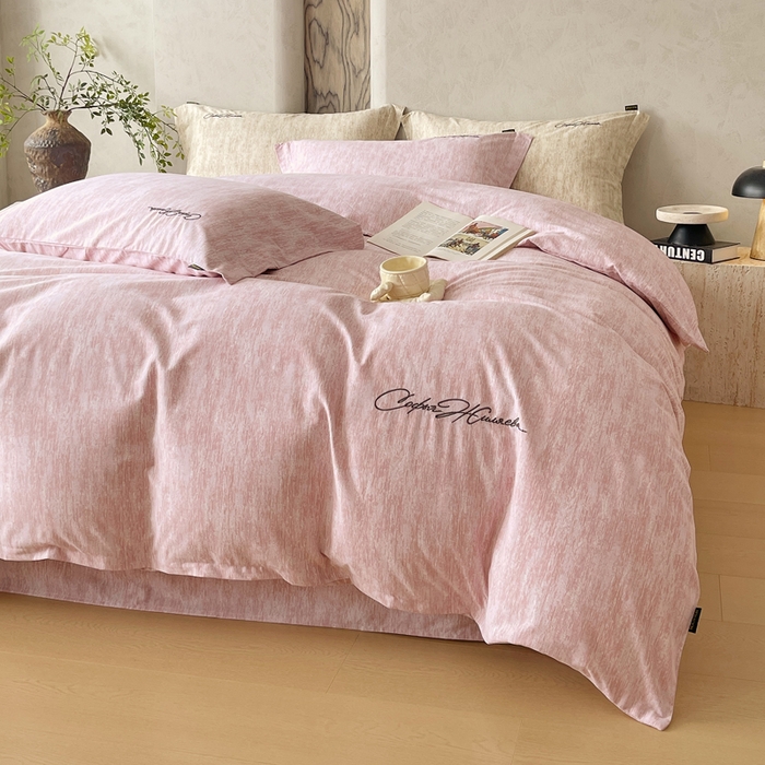 91家纺网 家纺一手货源 找家纺 春皖家纺 2025新款棉天丝纯色刺绣四件套单品系列-四件套 樱绮丝