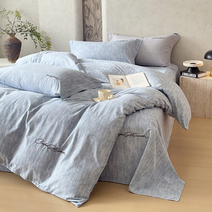 91家纺网 家纺一手货源 找家纺 春皖家纺 2025新款棉天丝纯色刺绣四件套单品系列-四件套 宝绮蓝