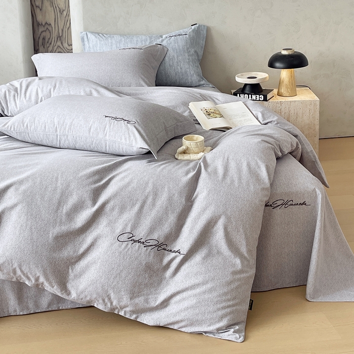 91家纺网 家纺一手货源 找家纺 春皖家纺 2025新款棉天丝纯色刺绣四件套单品系列-四件套 钛绮灰